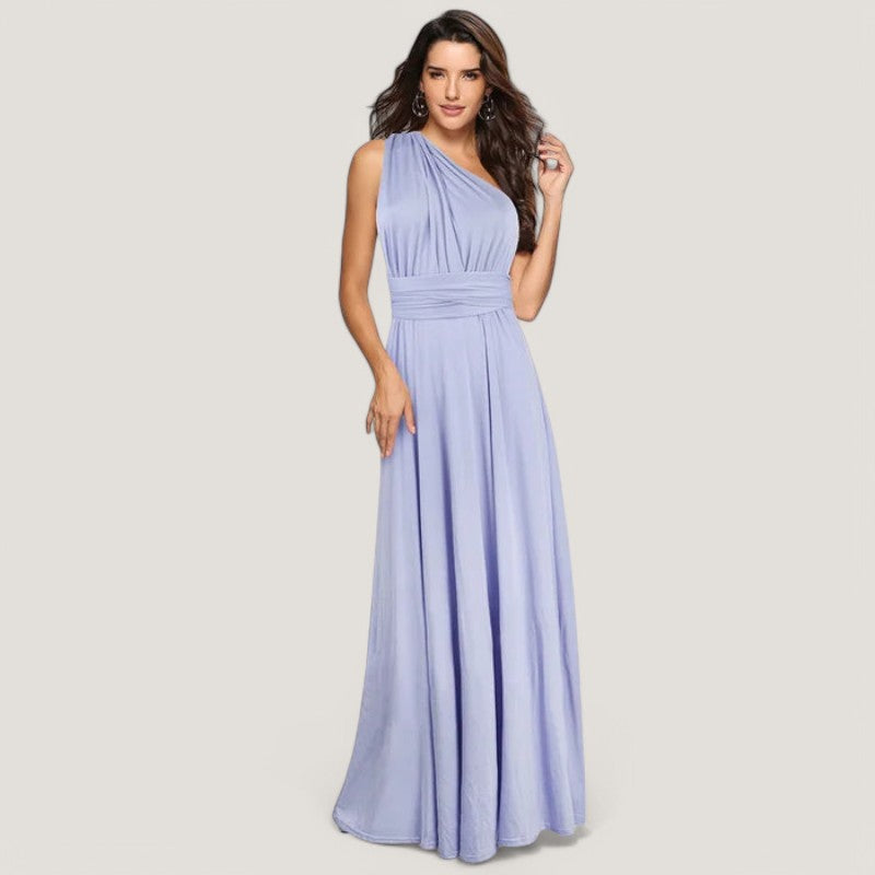 Plissert maxikjole for kvinner, elegant og allsidig. Komfortabel polyester damekjole perfekt for sommer og fest.