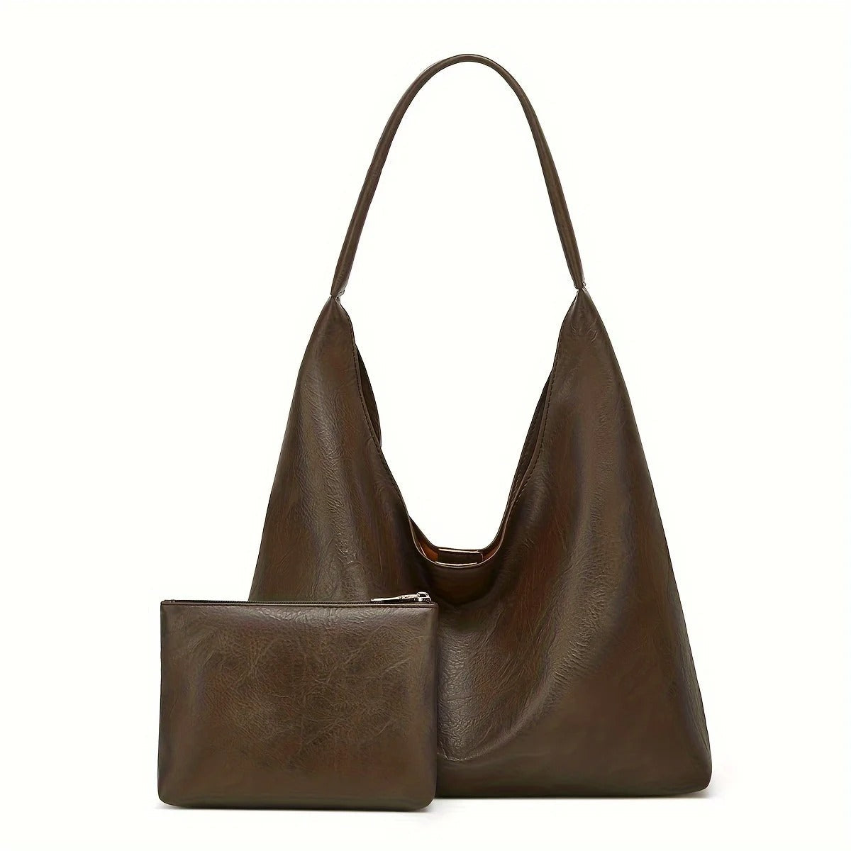 Vintage-inspirert brun kvinnesulderveske med romslig design, ideell for motebevisste kvinner.