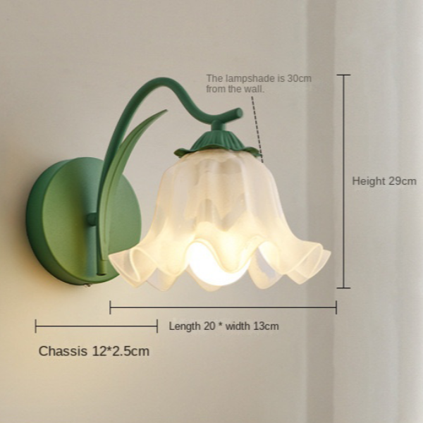 "Elegant retro vegglampe med blomsterdesign i rosa, gul og grønn. Fransk stil gir mykt lys og kunstnerisk touch til hjemmet."
