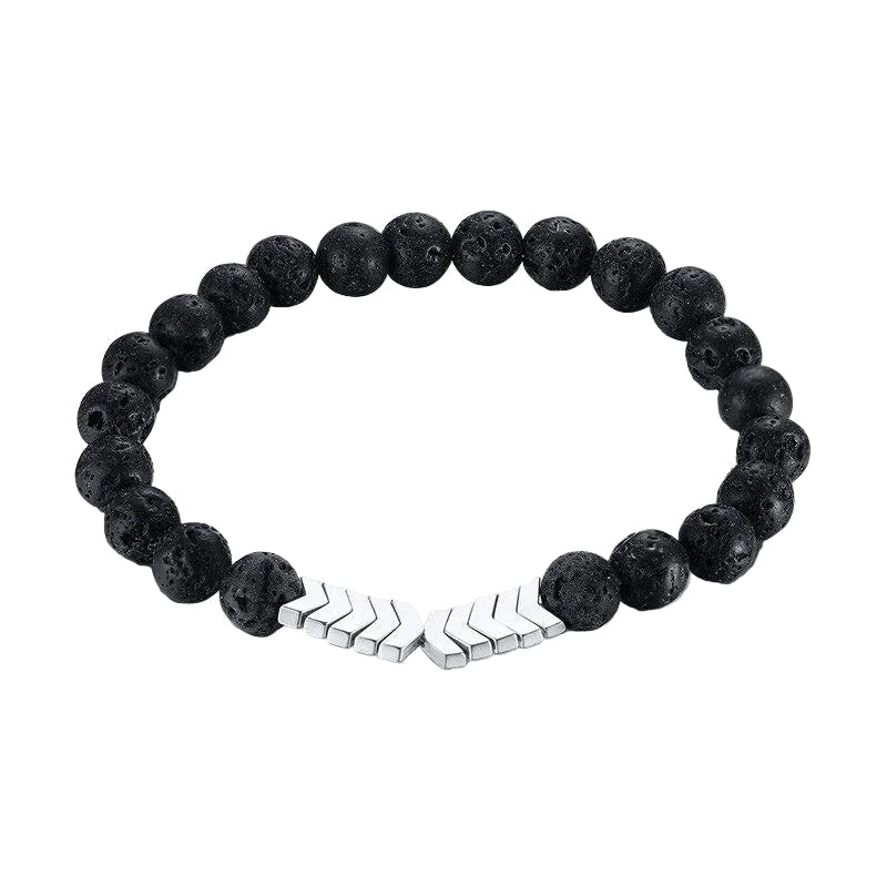 Elegant Sacred Arrow diffuser armbånd for kvinner, med lavastein og hematitt. Ideelt aromaterapi smykke.