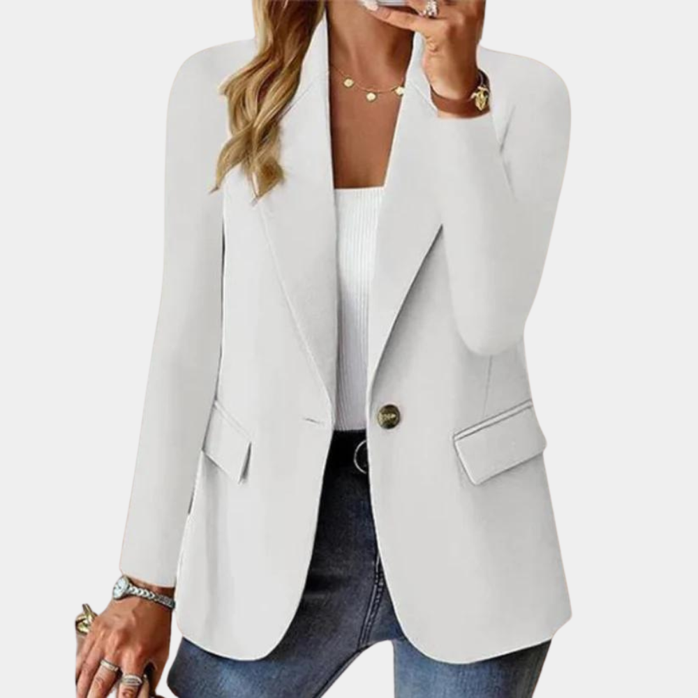 Elegant sommerblazer for kvinner i rød, aprikos eller rosa. Klassisk design, pustende stoff, perfekt for alle anledninger.