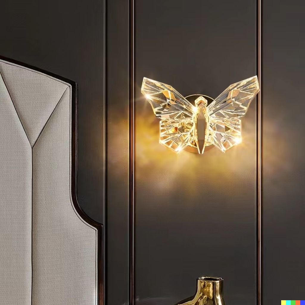 Nordisk design sommerfugl LED vegglampe. Skaper magisk stemning og er energibesparende belysning.