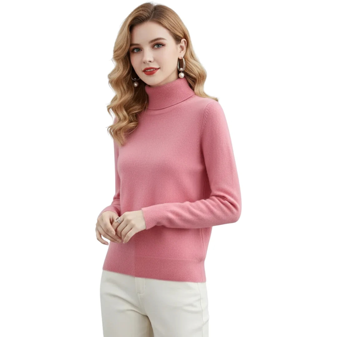 Langermet strikkegenser med rundhals for kvinner, varm, elegant og trendy vintermote.