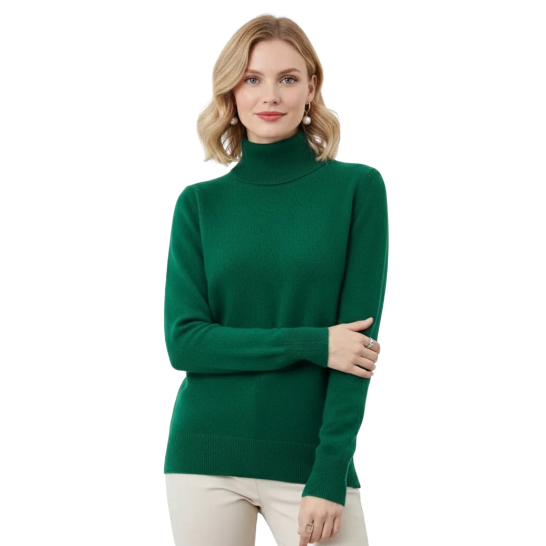 Varm og elegant strikkegenser for dame, perfekt overdel til kalde dager og vintermote.