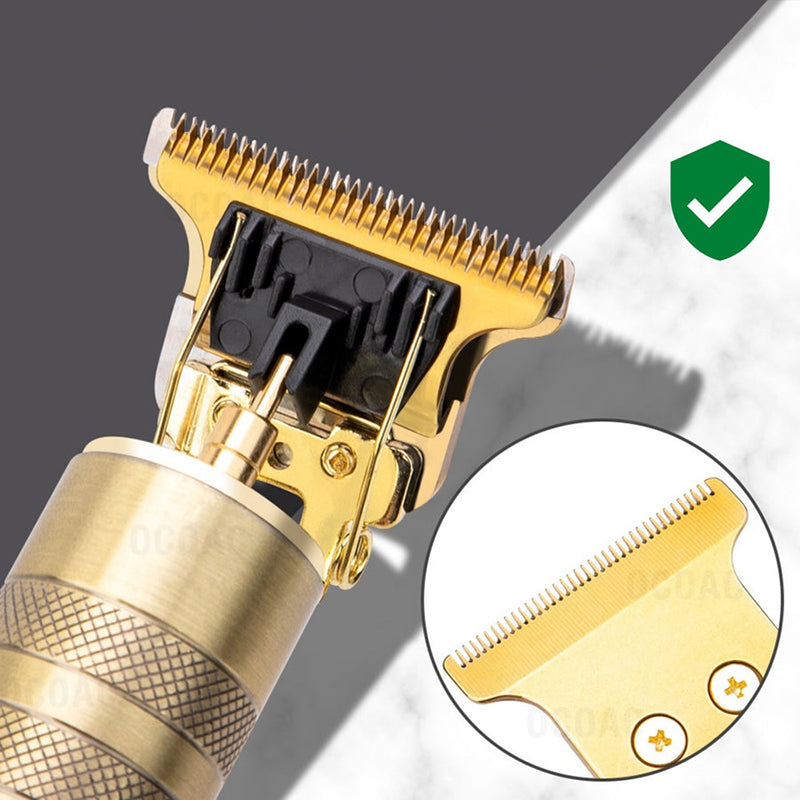 "Elegant trådløs hårtrimmer for menn, kompakt, vanntett og med støyreduksjon for presis trimming."