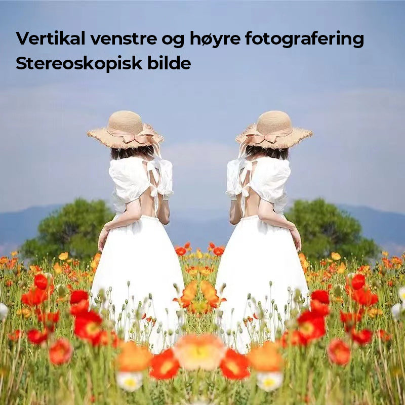 Elegante mobiltelefon refleksjonskamera i svart/hvit, lett og holdbar, forbedrer mobilfotografering for vloggere.
