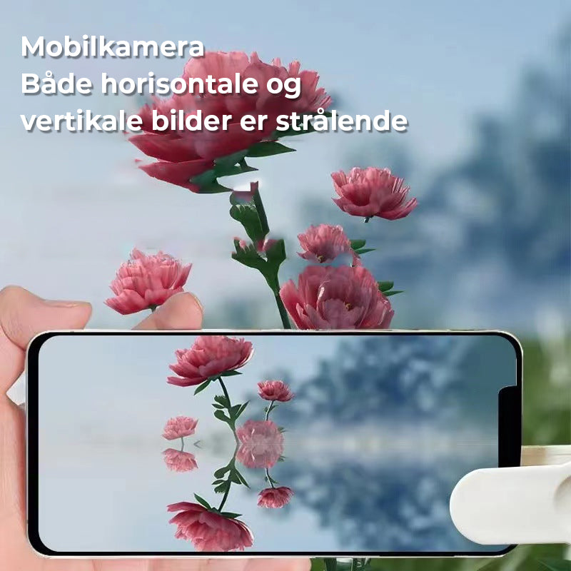 Elegante mobiltelefon refleksjonskamera i svart/hvit, lett og holdbar, forbedrer mobilfotografering for vloggere.