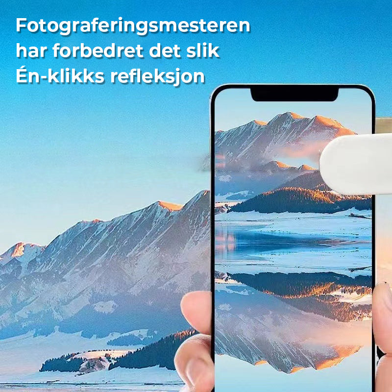 Elegante mobiltelefon refleksjonskamera i svart/hvit, lett og holdbar, forbedrer mobilfotografering for vloggere.