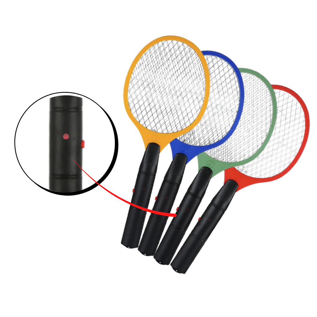 "Elektrisk fluesmekker, trådløs myggdreper; gul racket, bærbar, batteridrevet, 2200V strømnett for effektive zaps."
