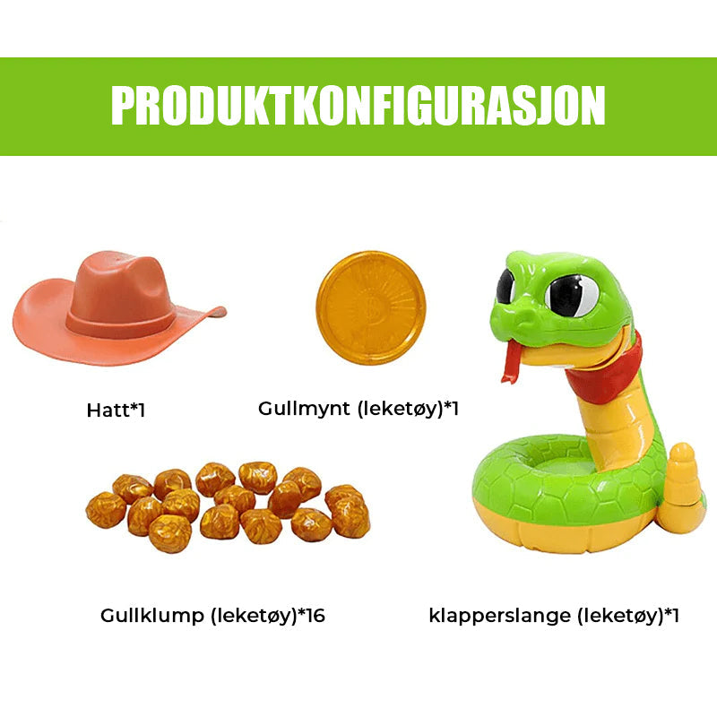 Elektrisk klapperslangeleke i fargerik plast, med realistisk lyd og cowboydesign, for spennende eventyr og moro hjemme.