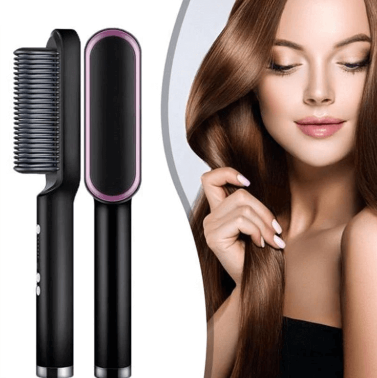 Elektrisk rettetangbørste for glatt hår, silkemykt hår, rask styling, anti-frizz