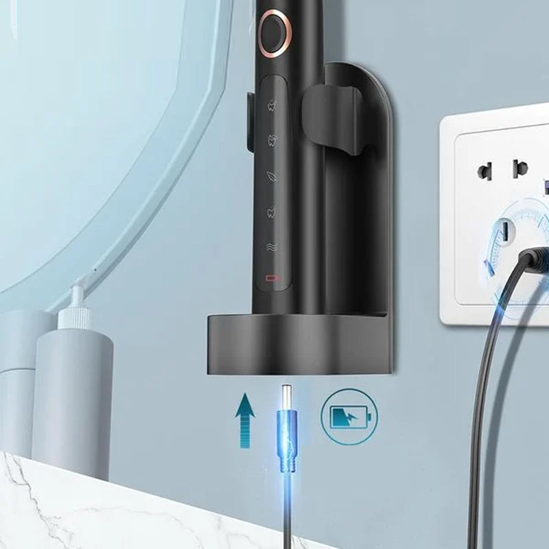 "Elektrisk sonic tannbørste for voksne i hvit, med 5 moduser og lang batterilevetid for effektiv tanngjennomgang."