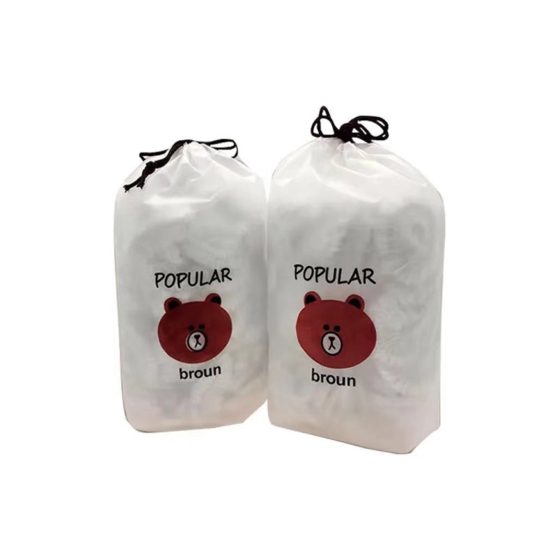 "Engangs plastdeksel for matbeskyttelse, gjennomsiktig med elastisk bånd, passer serviser 25 cm diameter."