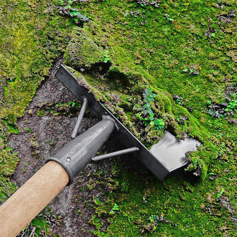 "Ergonomisk multifunksjonell rengjøringsspade i rustfritt stål for effektiv luking, sølvfarget, ideell til hagearbeid."