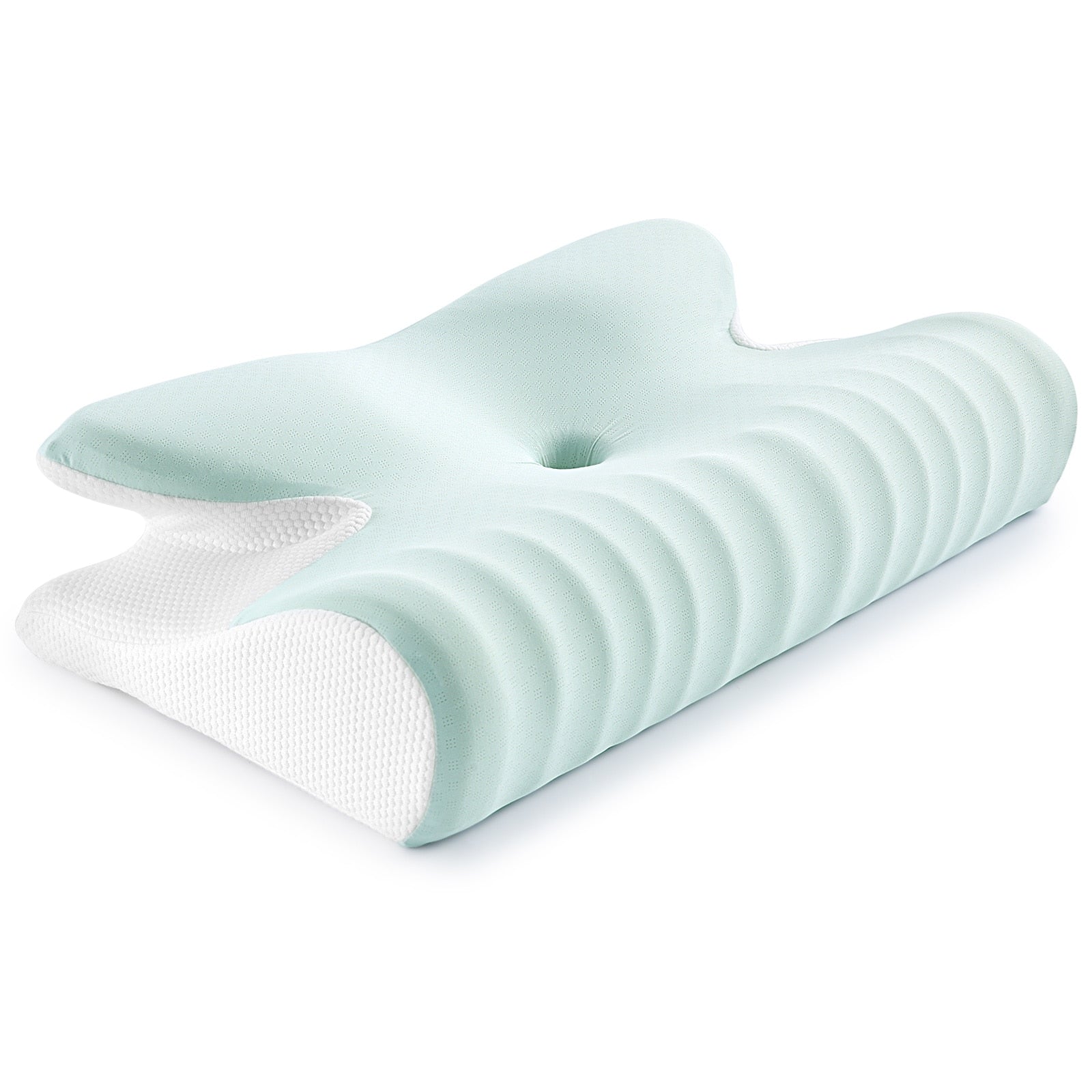 Ergonomisk nakkepute i memory foam for komfortabel søvn, reduserer nakkesmerter.