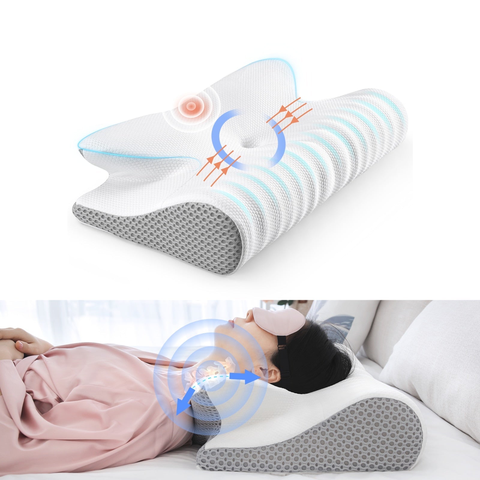 Lindrer nakkesmerter med denne komfortable memory foam nakkeputen. Ideell for hvile og søvn.