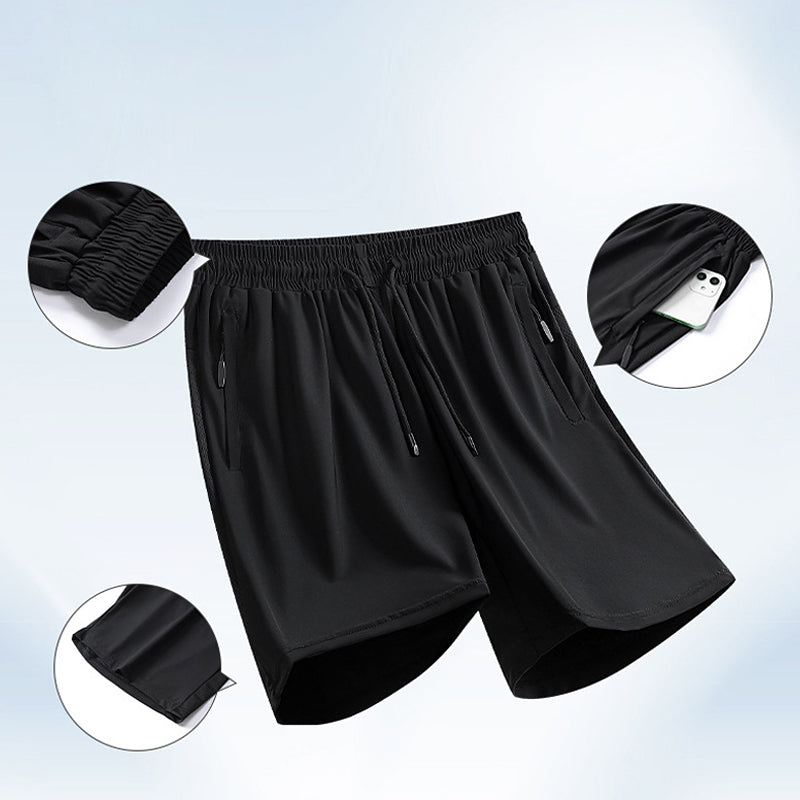 "Ergonomiske sportsshorts, elastisk snørebelte, sommerlig design, lett stoff, ideell for utendørs aktiviteter."
