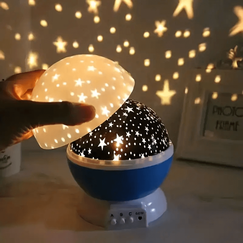 Barnas stjerneprojektor nattlampe med roterende mønstre og fargerikt stemningslys, perfekt for soverom
