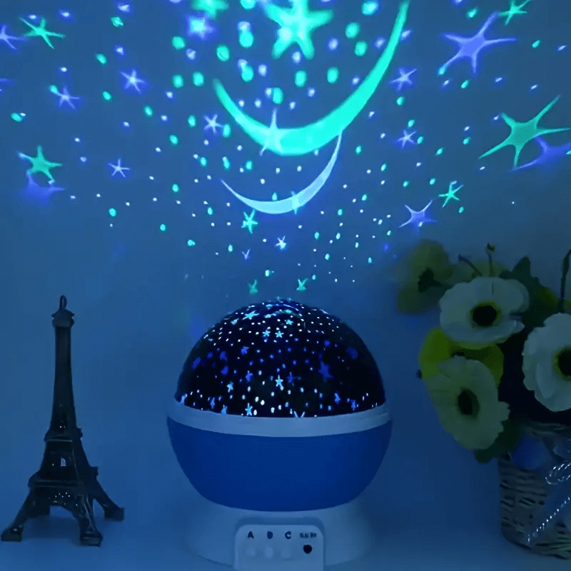 Beroligende stjerneprojektor nattlampe designet for barn, med mykt lys og stjernehimmel-effekt, USB