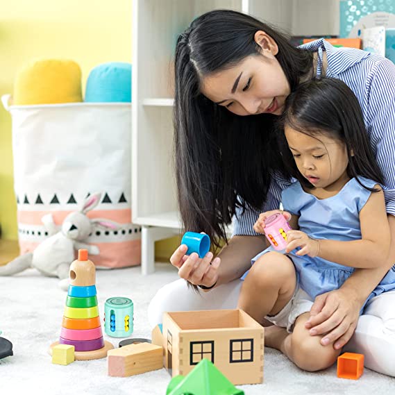 Fargerik bønneboks i ulike vinkler, slitesterk ABS-plast stressleke for alle aldre, portabel