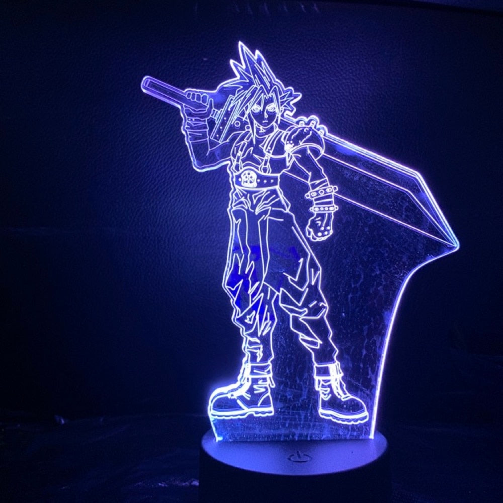 Elegant Final Fantasy 3D bordlampe som gir et mykt LED-lys, perfekt for interiør og spillentusiaster.