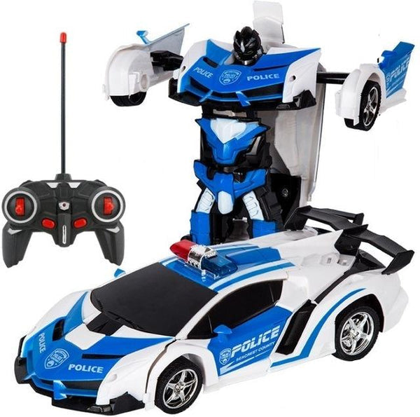 Transformerbil i robotform med lys og lyd, avansert fjernkontrollbil, perfekt for teknologileker.