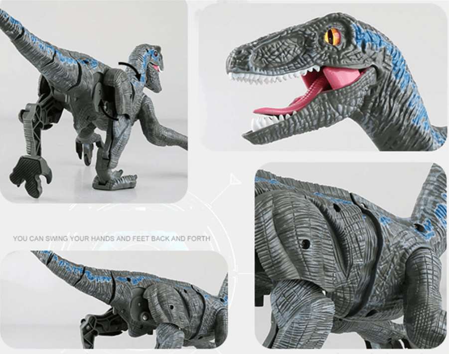 RC Velociraptor dinosaurleke i aksjon, skrittbevegelse, interaktiv moro for en gave til barn
