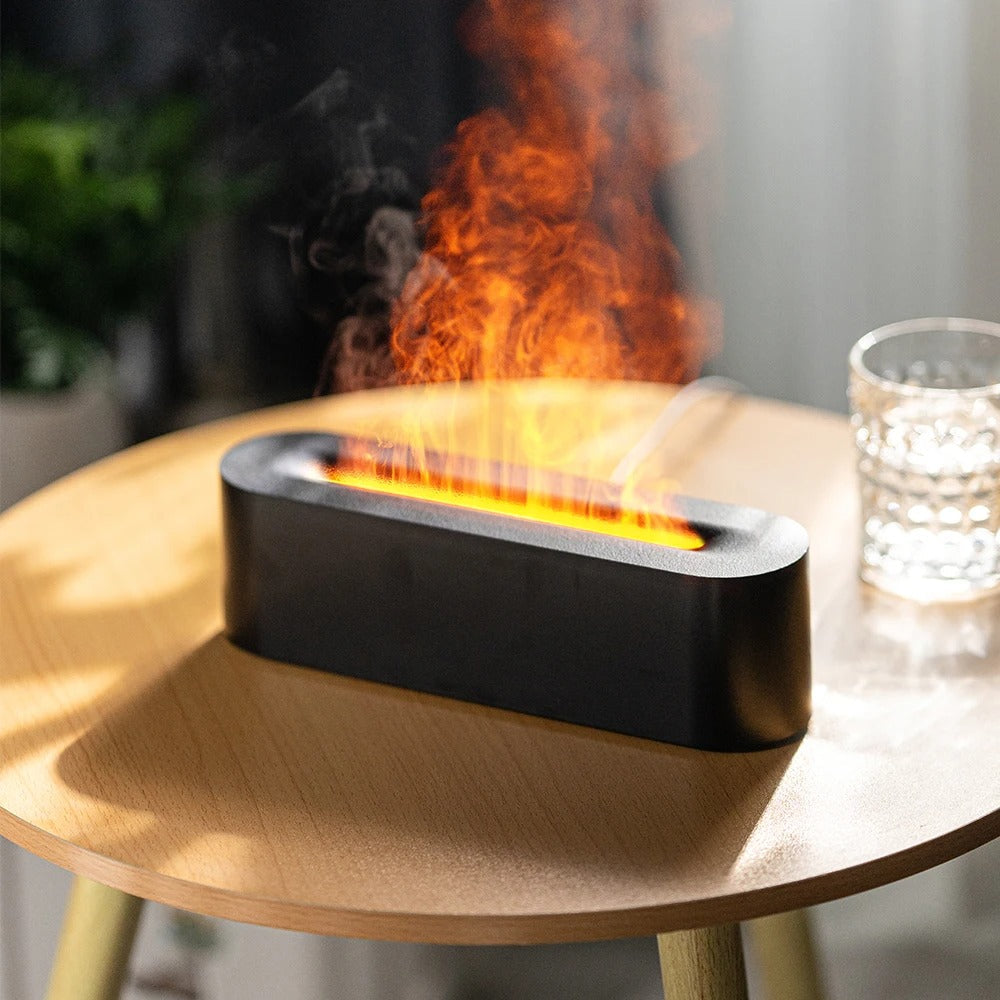 Aromadiffusor med flammeeffekt, perfekt for essensielle oljer. Skaper avslappende velvære og bedre inneklima.