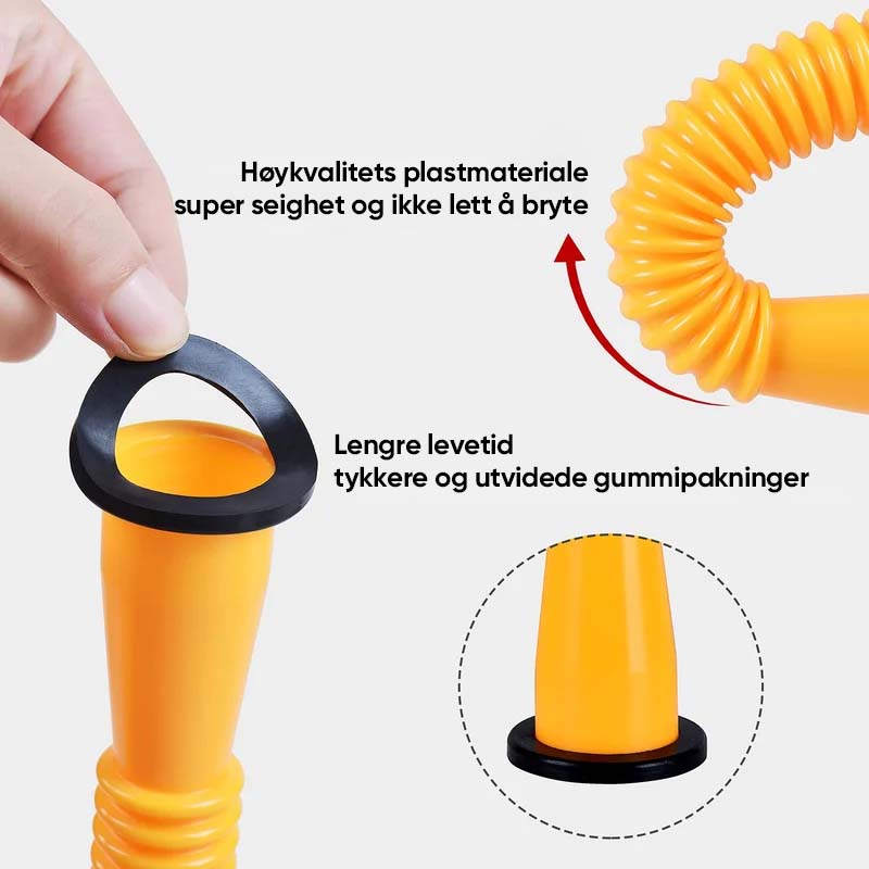 Fleksibel bensinkantut med justerbar dyse, sølfri design, lett å installere. Passer de fleste bensinkanner.