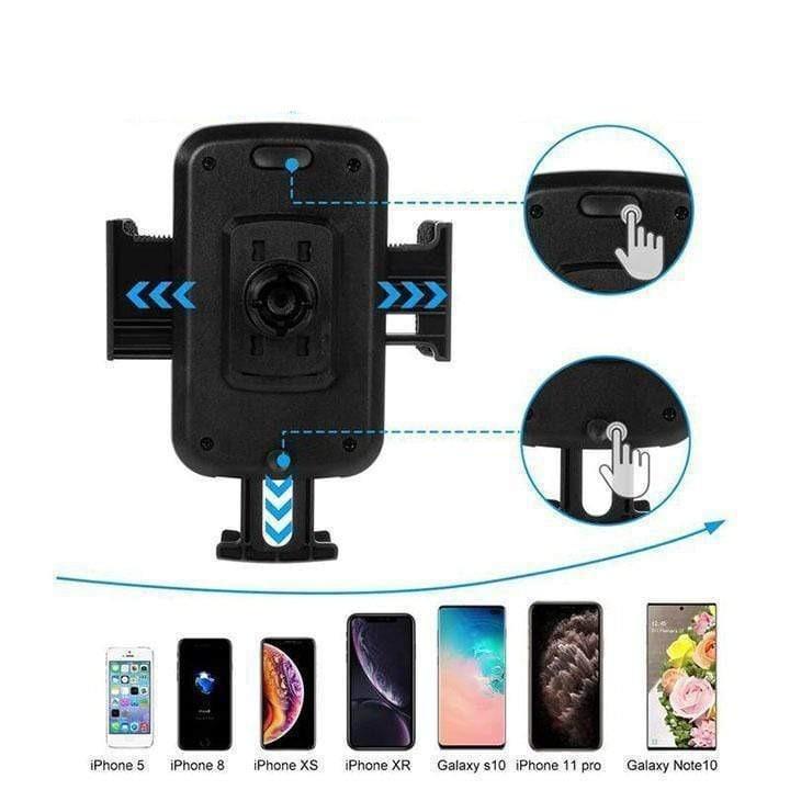 Handsfree bilkoppholder med telefonfeste for trygg navigasjon og musikkavspilling i bil.