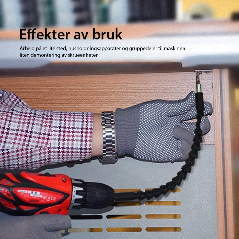 "Fleksibel bor-forlengelse svart 30 cm av karbonstål og plast for trange steder"