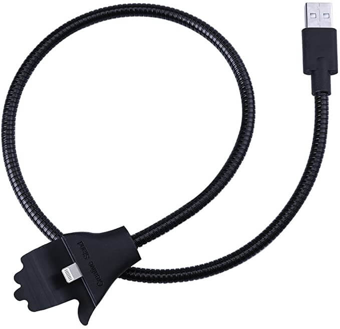 Smart ladekabel med stativfunksjon; optimal komfort for video og surfing.