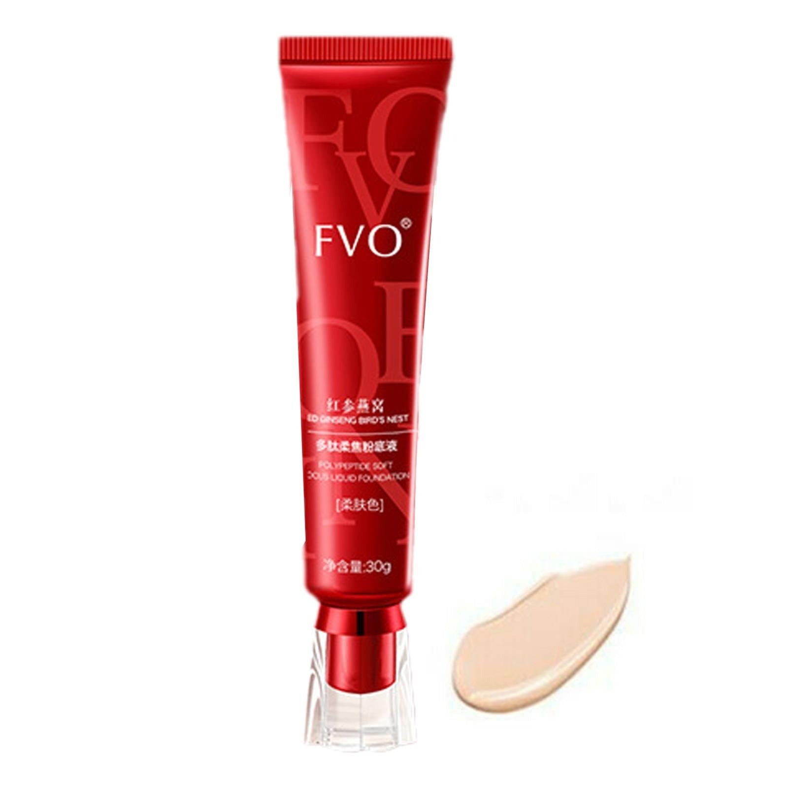 Studiobilde av flaske med flytende foundation med rød ginseng, klar for ansiktsmakeup