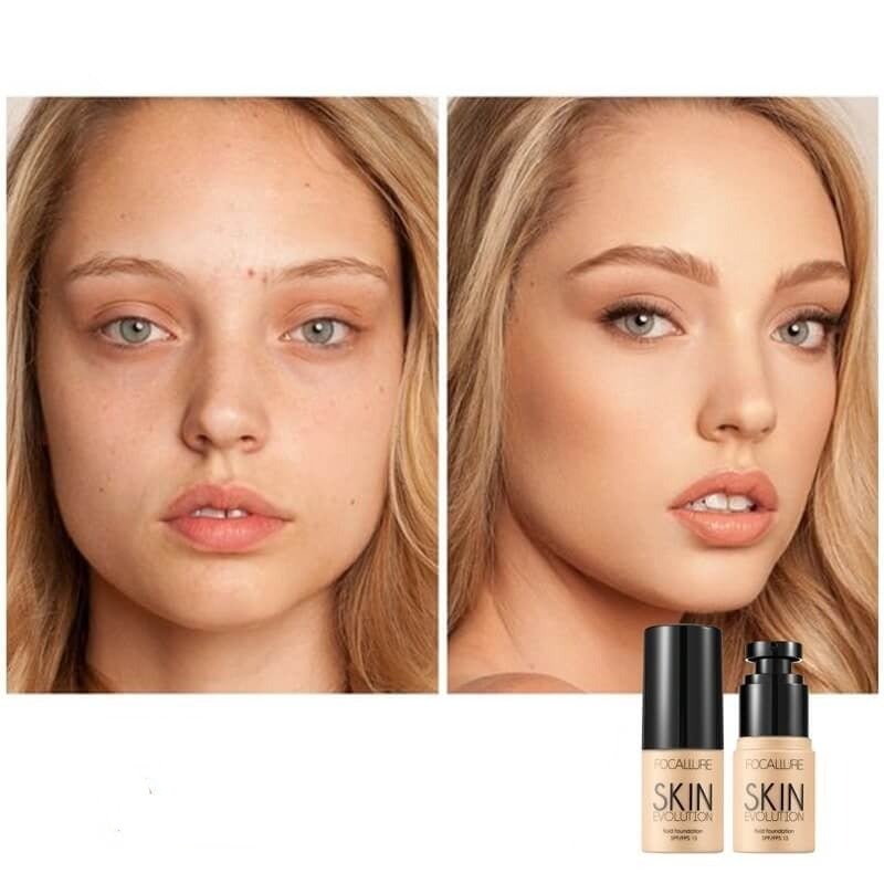 Portrett av kvinne med strålende hud, fremhevet av flytende foundation med SPF, naturlig skjønnhet, makeup