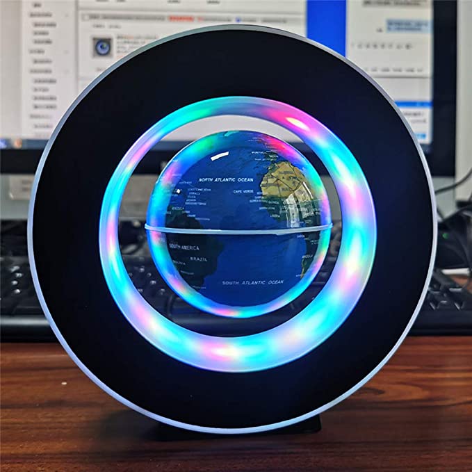Magisk flytende globuslampe med LED-lys, skaper unik atmosfære. Perfekt som gave eller dekorasjon.