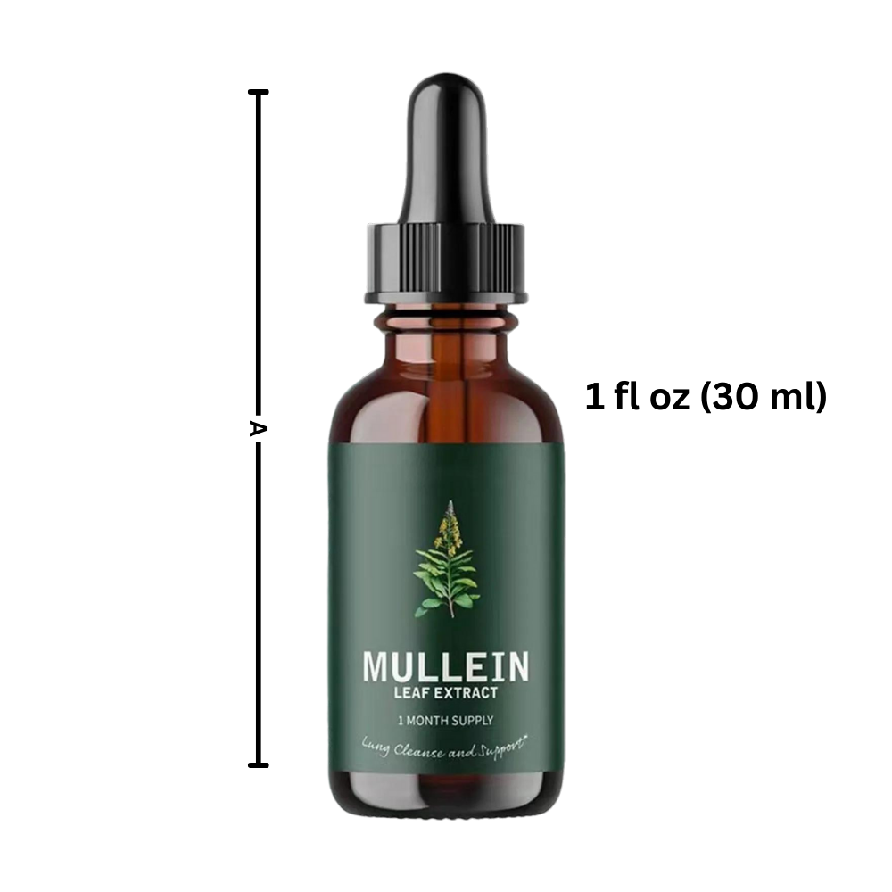 "Glutenfri mullein tinktur for lungehelse, klar væske i glassflaske, naturlig åndedrettsstøtte, alkoholfri"