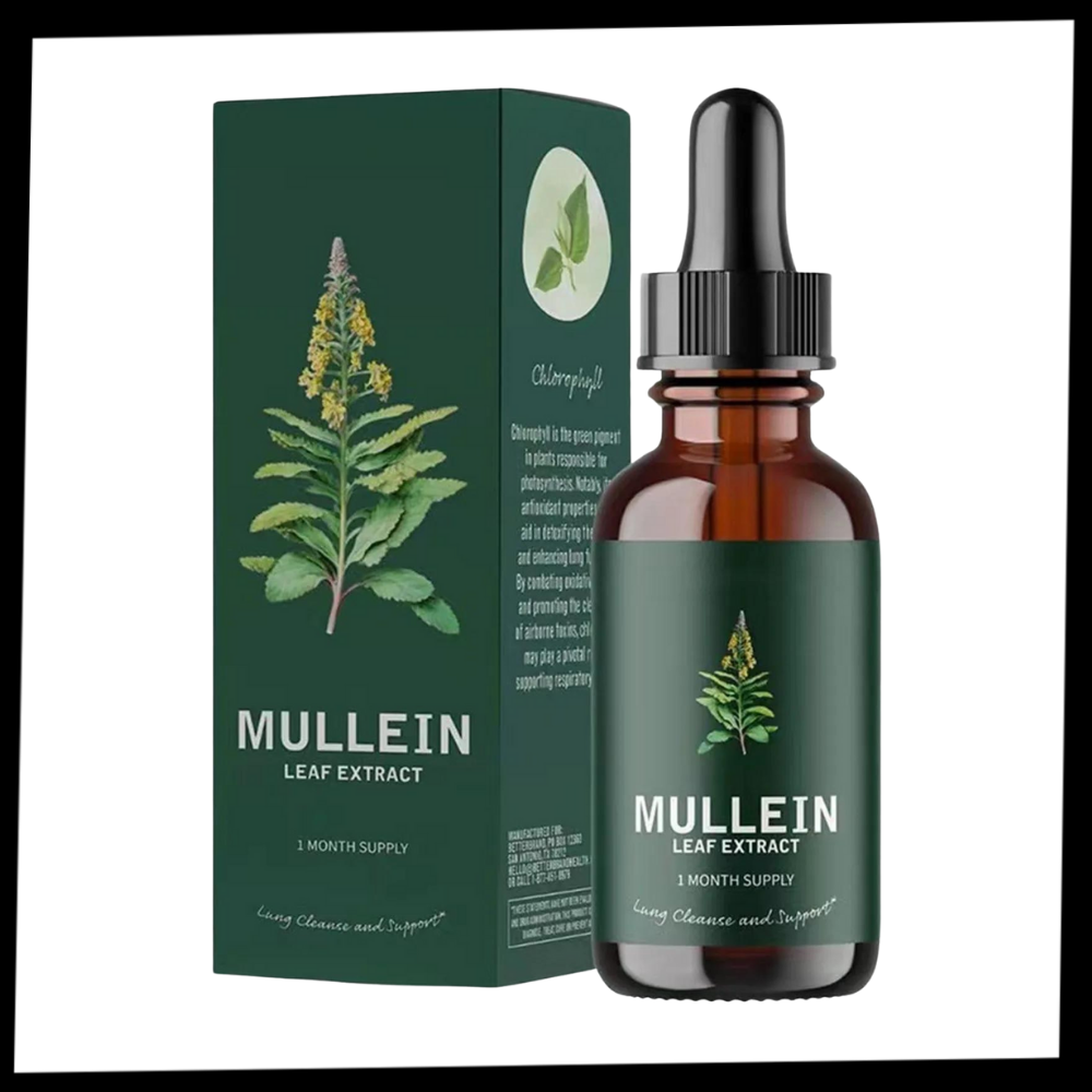 "Glutenfri mullein tinktur for lungehelse, klar væske i glassflaske, naturlig åndedrettsstøtte, alkoholfri"