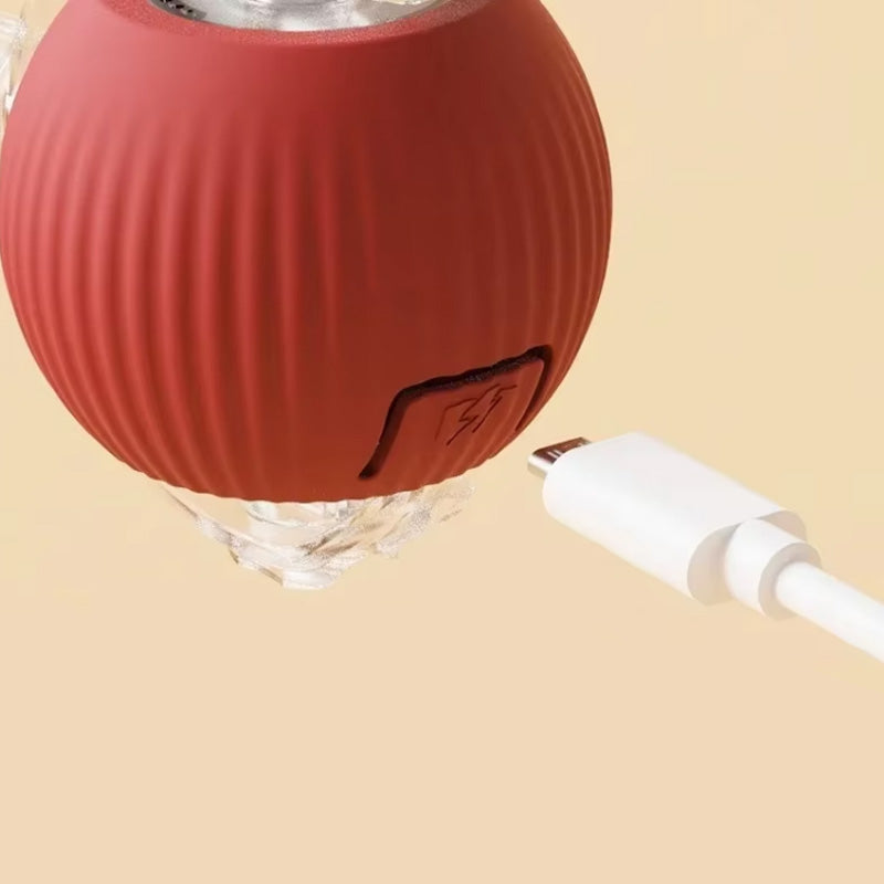 "Grå, rød og grønn smart interaktiv lekeball for katter, robust design med fargerike lys for aktivisering og moro."