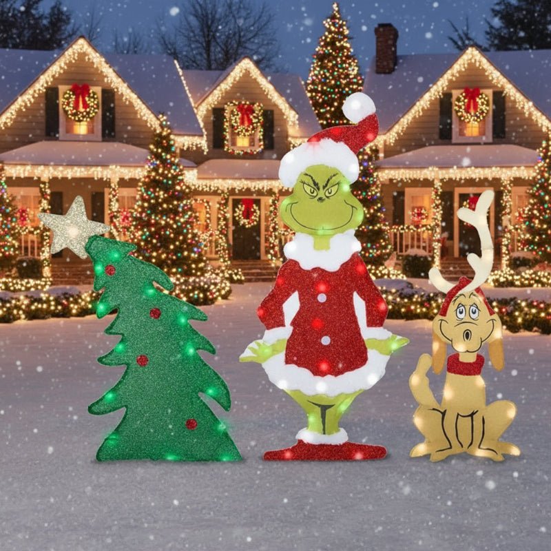 Lysende Grinch dekorasjon for utendørs julefeiring
