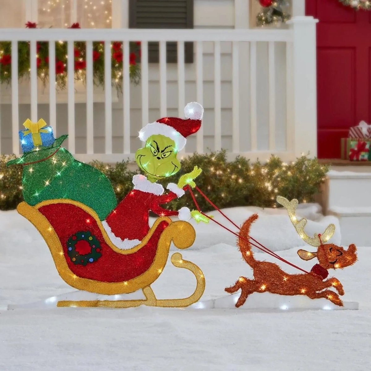Fargerik Grinch LED pynt til utendørs jul og vinter