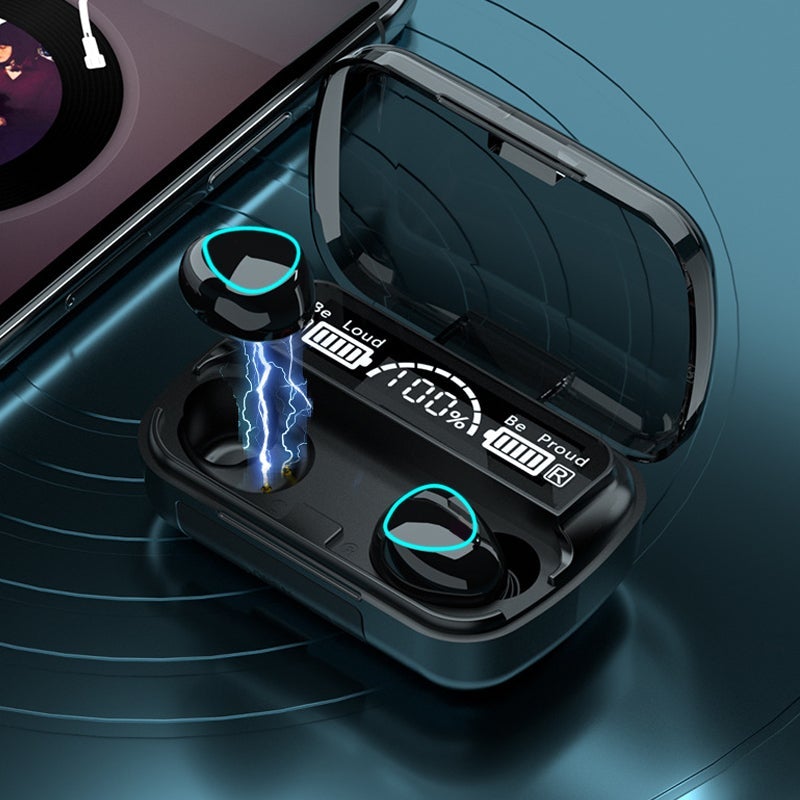 "Grønne Bluetooth trådløse øretelefoner med berøringskontroll og IPX4 vanntett design for trening og utendørs bruk."