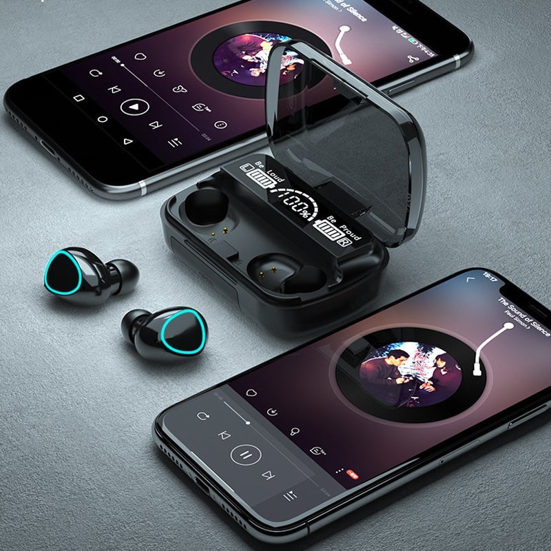 "Grønne Bluetooth trådløse øretelefoner med berøringskontroll og IPX4 vanntett design for trening og utendørs bruk."