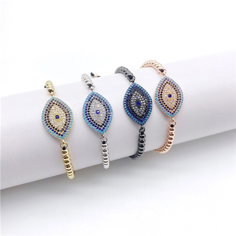 Rosegull armbånd, elegant ondt øye-design med glitrende zirkonia, kvinnebeskyttelse