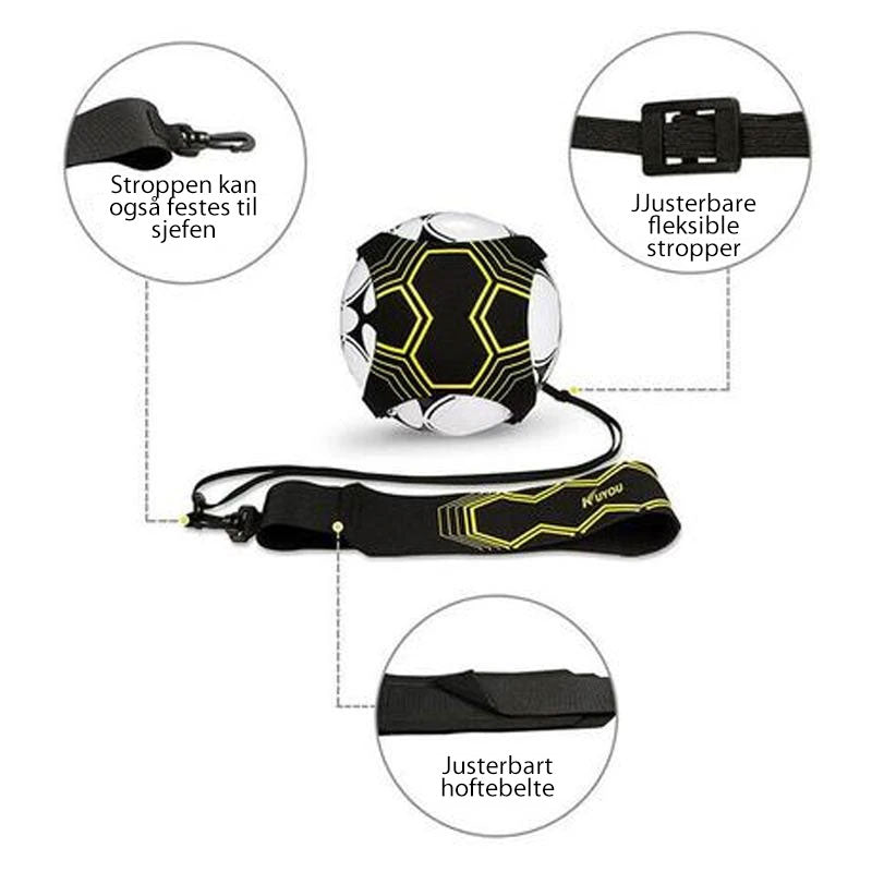 Gult fotballtreningsbelte for solo trening, justerbart med elastisk tau, passer alle ferdighetsnivåer. Perfekt til både ballk