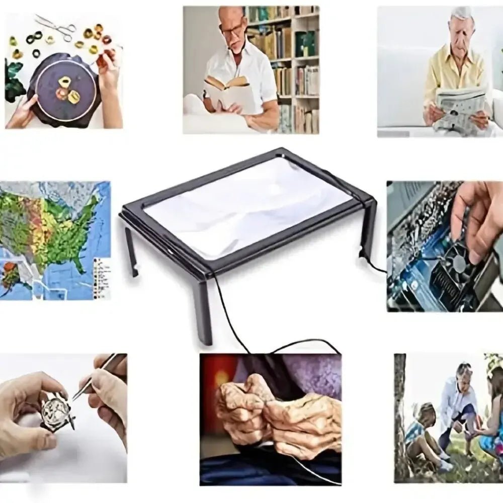 Bordforstørrelsesglass med justerbart LED-lys, utmerket lesehjelp for detaljer og små tekst.