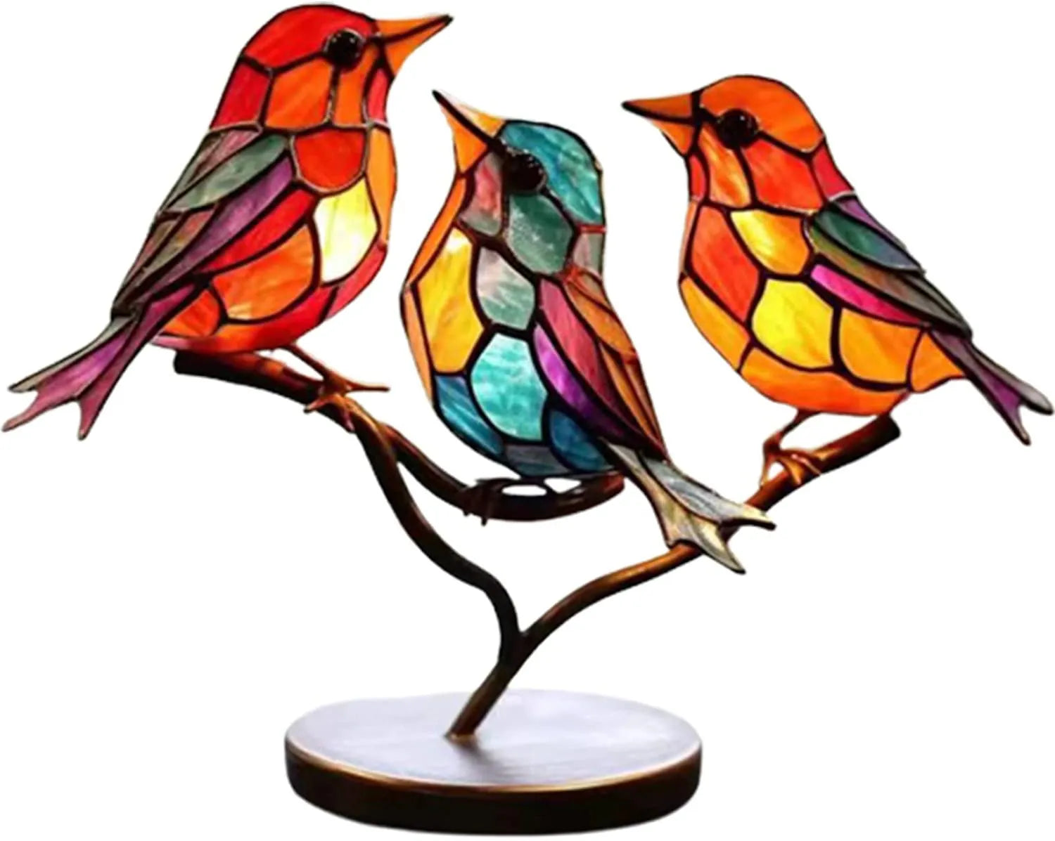 Fargerik fugleskulptur, naturinspirert og håndlaget, et blikkfang for ethvert rom.