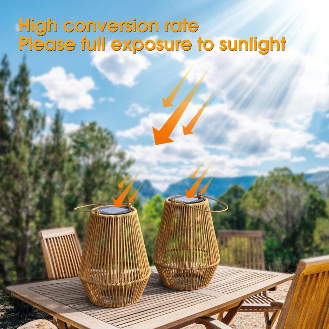 Elegant håndvevd solcellelampe; perfekt vanntett hagedekor og terrasselys.