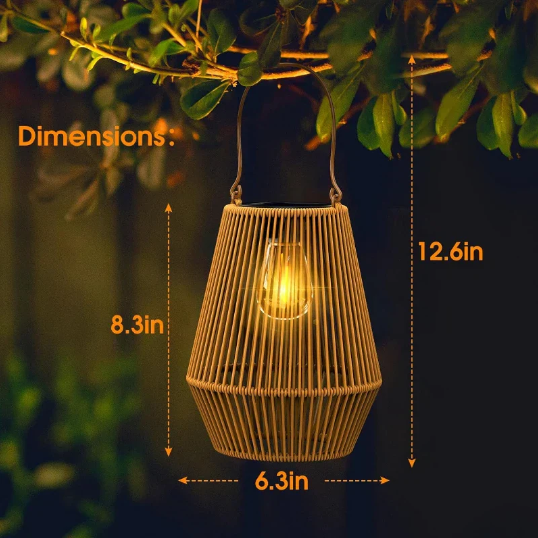 Vanntett håndvevd solcellelampe for hage og uteplass. Sparer energi med LED-teknologi.