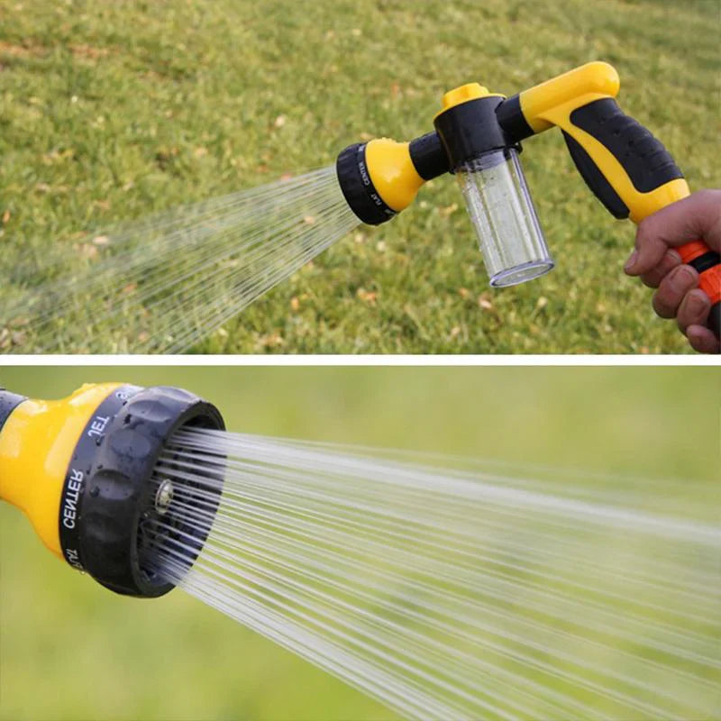 Høytrykks spylepistol som effektivt fjerner smuss fra husvegg. Perfekt verktøy for enklere husvask.