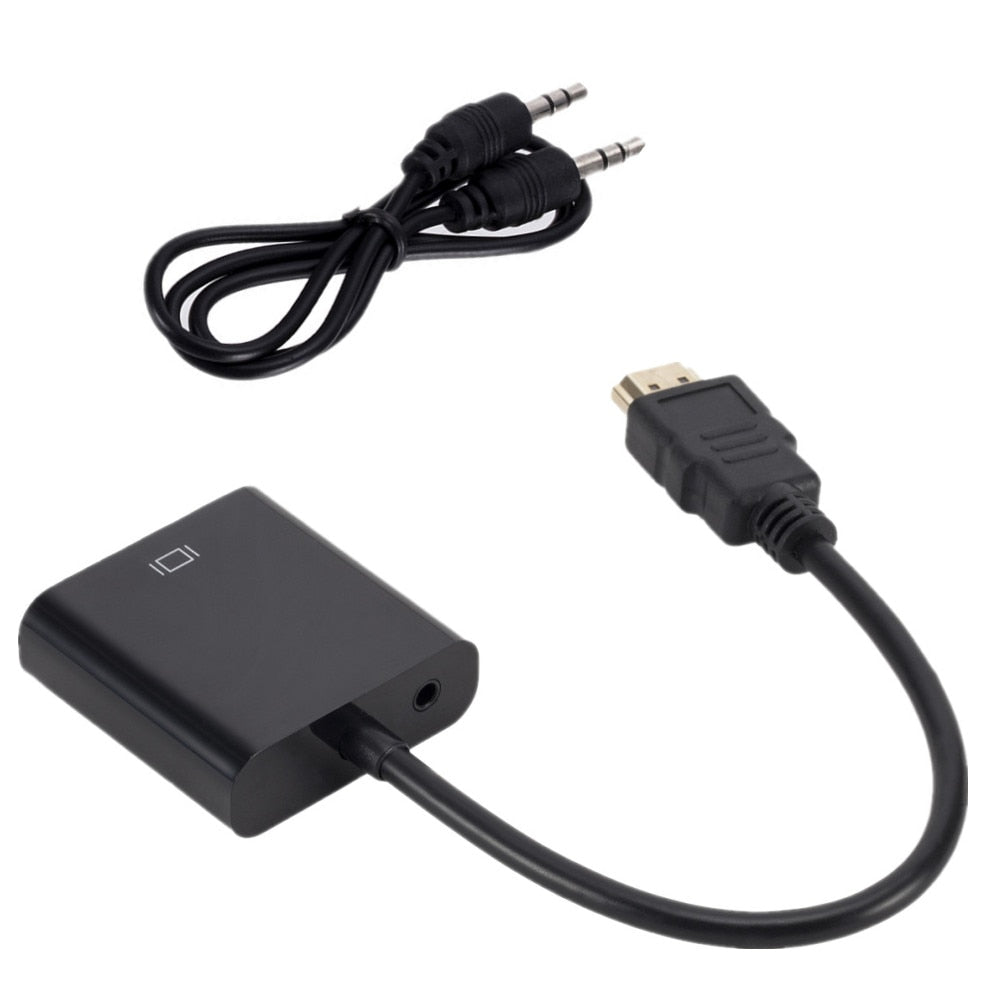 Sort HDMI til VGA-omformer med lydutgang for eldre skjermer